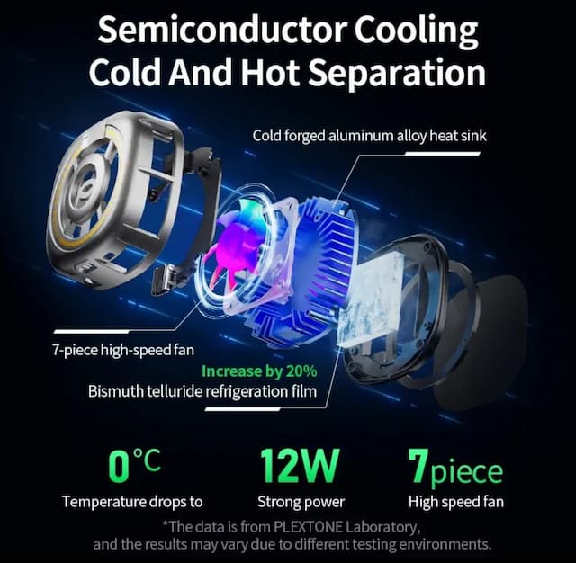 PLEXTONE EX2 ULTRA Magnetic Radiator for Mobile Cooling Phone Tablet PC Semiconductor Refrigeration Cooling RGB Light