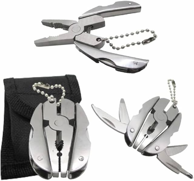Outdoor Mini Folding Muilti-functional Plier Clamp Key Ring Outdoor Hiking Tool pocket multitools knife