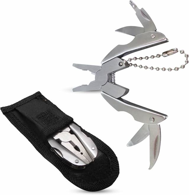 Outdoor Mini Folding Muilti-functional Plier Clamp Key Ring Outdoor Hiking Tool pocket multitools knife