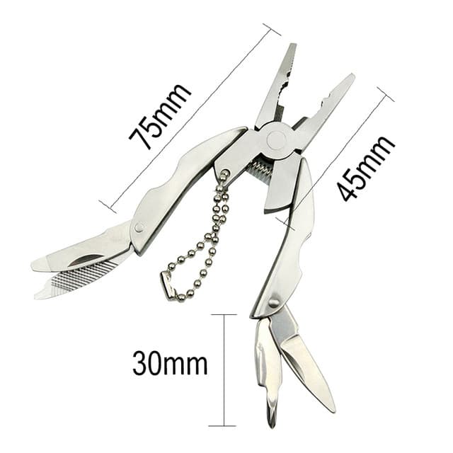 Outdoor Mini Folding Muilti-functional Plier Clamp Key Ring Outdoor Hiking Tool pocket multitools knife