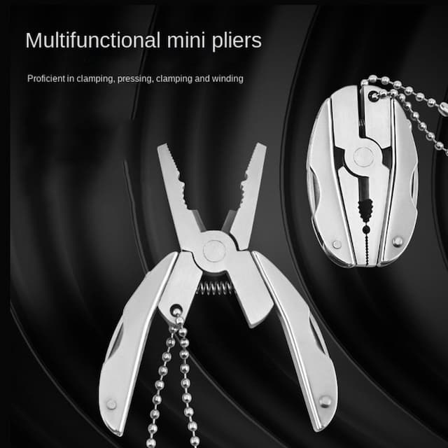 Outdoor Mini Folding Muilti-functional Plier Clamp Key Ring Outdoor Hiking Tool pocket multitools knife