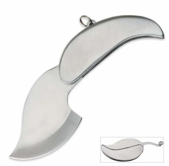 Stainless Steel Silver Keychain Key Chain Key Ring Mini Fold Leaf Blade Tool