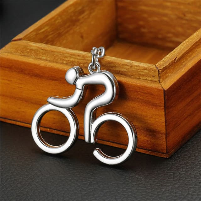 Key Ring Trinket Souvenirs Metal Sporty Man Road Bicycle Figure Keychain Creative For Bike Cycling Lover