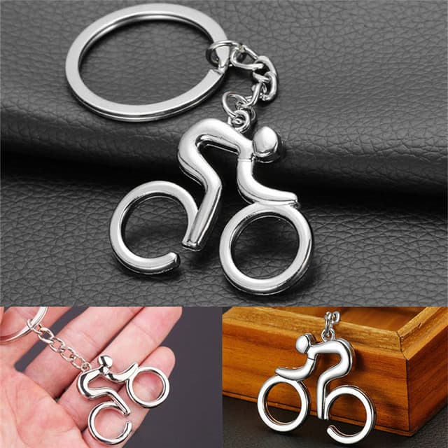 Key Ring Trinket Souvenirs Metal Sporty Man Road Bicycle Figure Keychain Creative For Bike Cycling Lover