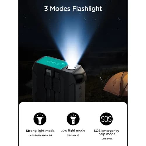 Joyroom JR-L018 22.5W 2000mAh Outdoor Power Bank With Lighting & Type-C Dual Cables