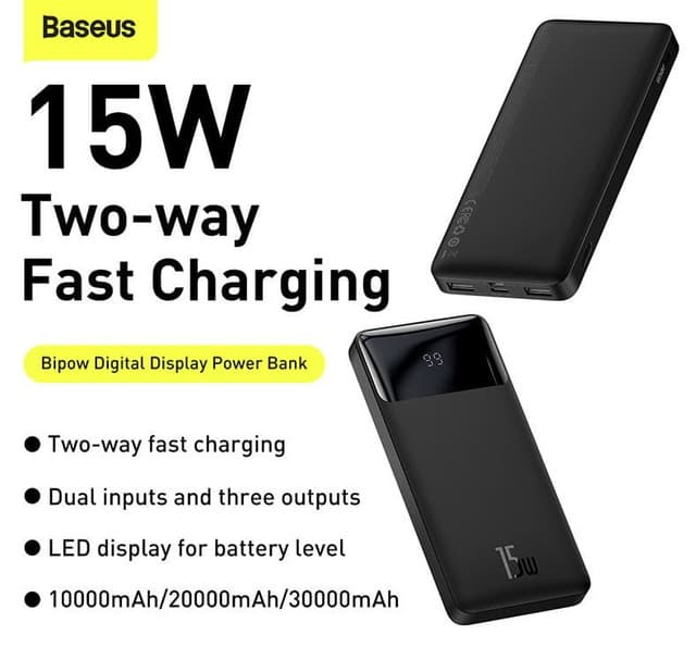Baseus Bipow Digital Display 15W 10000mAh Power Bank