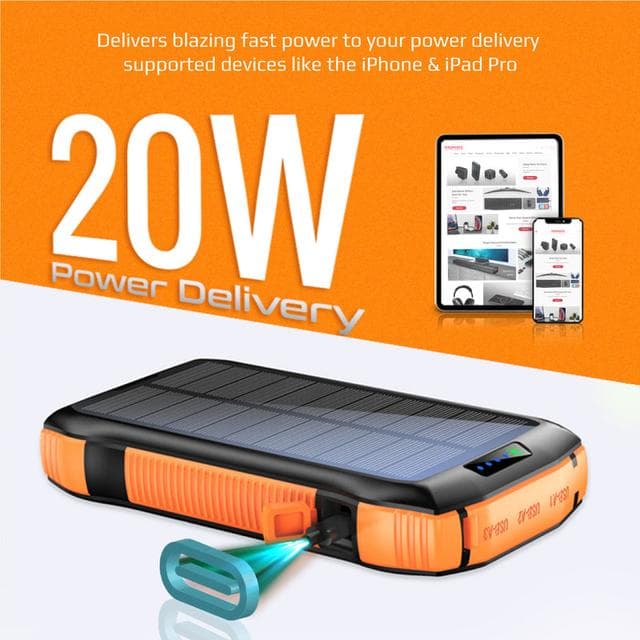 1PC Solar Charger Power Bank 20000mAh