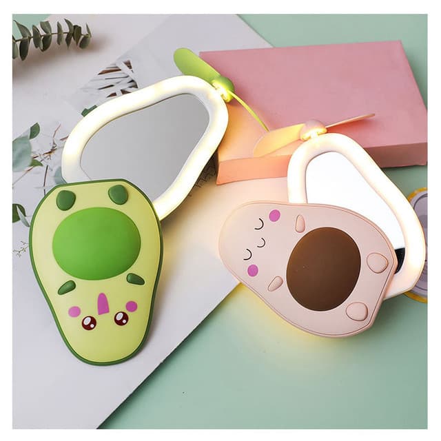 Portable Avocado Handheld Mini Air Cooler with Built-in Mirror and USB Charging