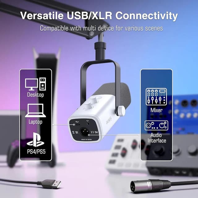 FIFINE AmpliGame AM8 RGB USB/XLR Dynamic Microphone With Touch-Mute