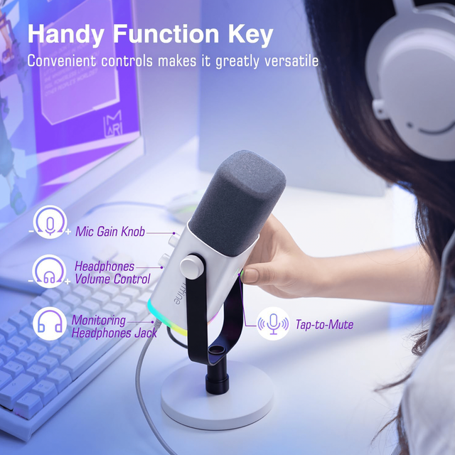 FIFINE AmpliGame AM8 RGB USB/XLR Dynamic Microphone With Touch-Mute