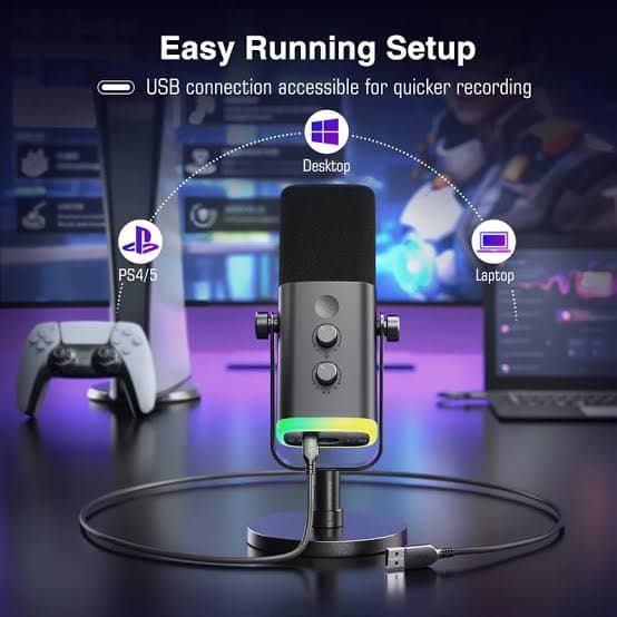 FIFINE AmpliGame AM8 RGB USB/XLR Dynamic Microphone With Touch-Mute
