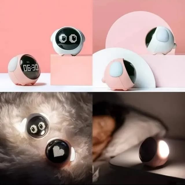 Cute Night Light Expression Multi Function LED Pixel Alarm Clock