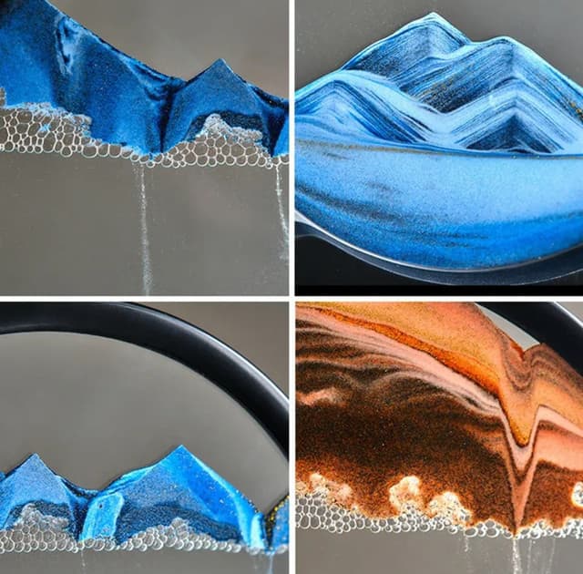 Creative 3D Moving Sand Art Hourglass Flowing Quicksand, Deep Sea, Sandscape Mountain Painting Office Home Decor Gift