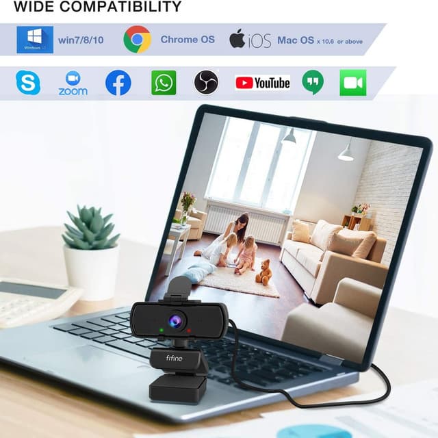 FIFINE K420 2K Computer Webcam Including Tripod Stand with for OBS Streaming, Zoom Meeting on PC/Laptop