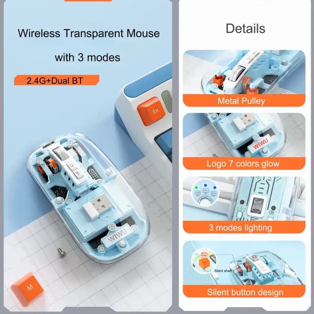 WIWU Crystal Transparent Wireless Mouse 2.4G