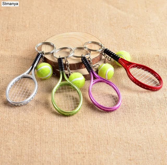Tennis Racket Ball Key Chain Key Ring pendants Holder necklace Gift keychain for sports Car