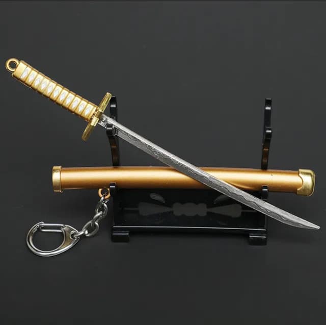 Japanese Demon Slayer Dragon Sord Toy Keychain Showpiece Katana (Not Sharp) Showpiece Key chain Ring Plastic + Cover + Display Stand for Showpiece Gift