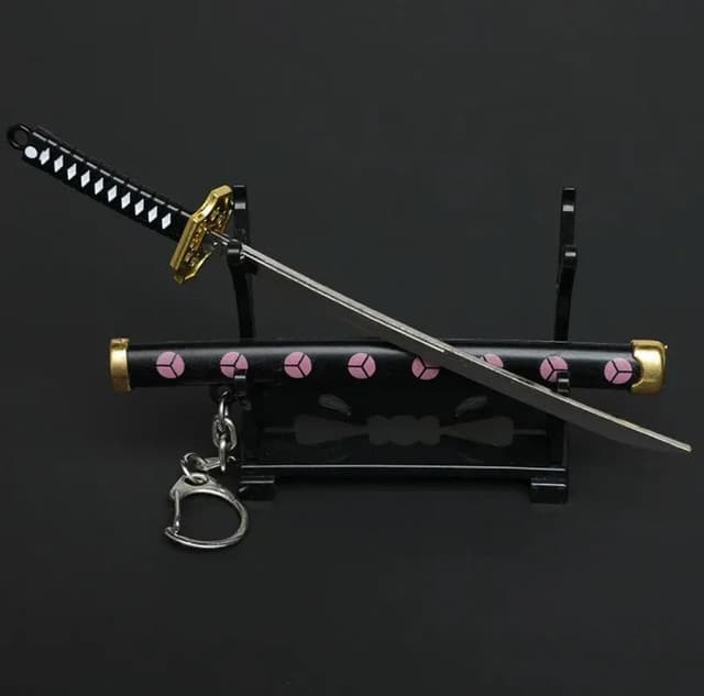 Japanese Demon Slayer Dragon Sord Toy Keychain Showpiece Katana (Not Sharp) Showpiece Key chain Ring Plastic + Cover + Display Stand for Showpiece Gift