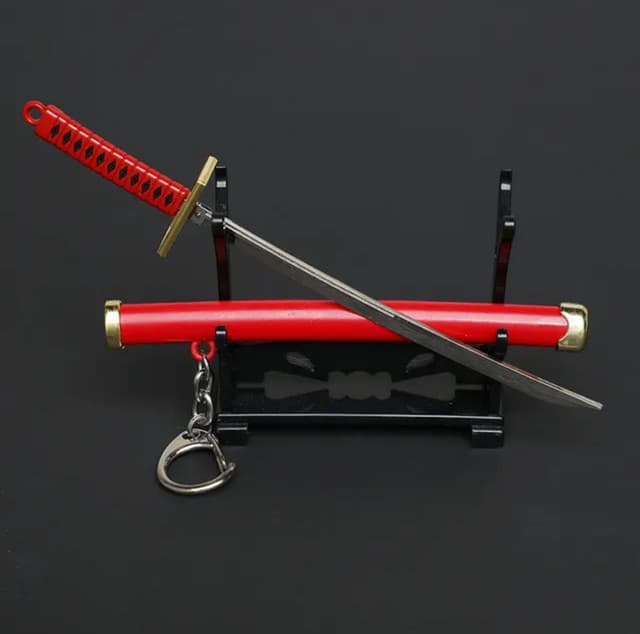 Japanese Demon Slayer Dragon Sord Toy Keychain Showpiece Katana (Not Sharp) Showpiece Key chain Ring Plastic + Cover + Display Stand for Showpiece Gift