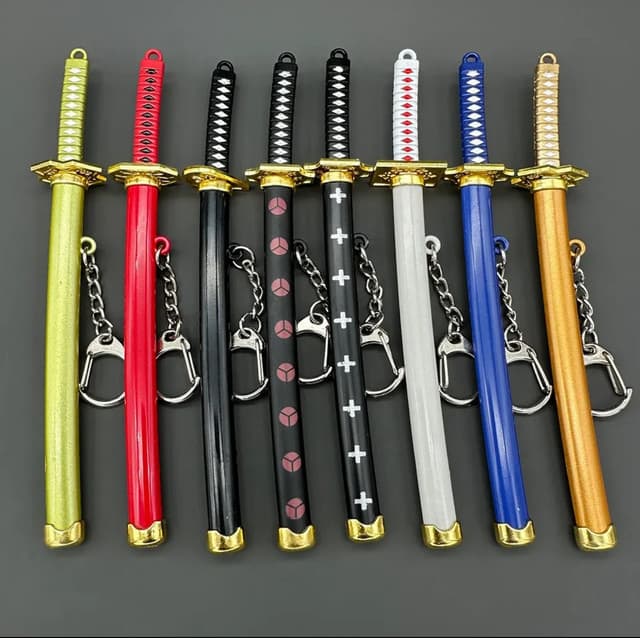 Japanese Demon Slayer Dragon Sord Toy Keychain Showpiece Katana (Not Sharp) Showpiece Key chain Ring Plastic + Cover + Display Stand for Showpiece Gift
