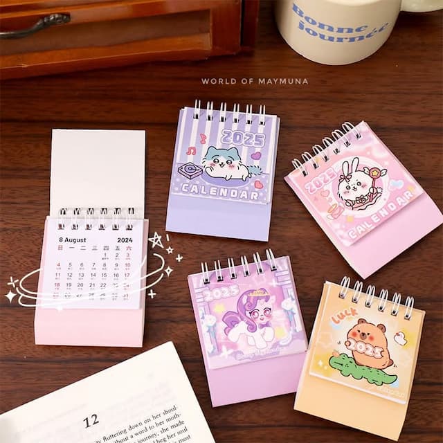 Cute Mini Cartoon Calender Student Decoration Coil Small Table Calendar