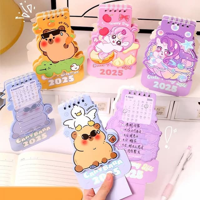 Mini Cute Aline Calender Cartoon Pattern Portable Calendar 2025