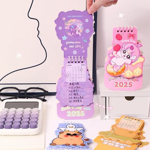 Mini Cute Aline Calender Cartoon Pattern Portable Calendar 2025